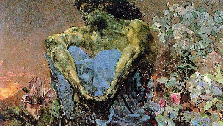 Mikhail Vrubel Demon seated in the garden 1890 Sweden oil painting art